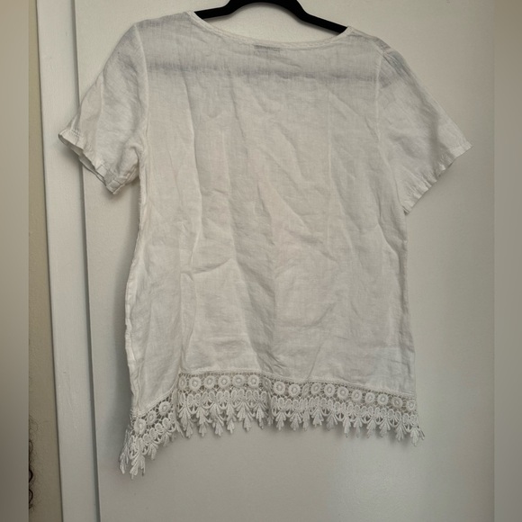 Terzo Millenio White Linen Top Lagenlook size small - Picture 4 of 8
